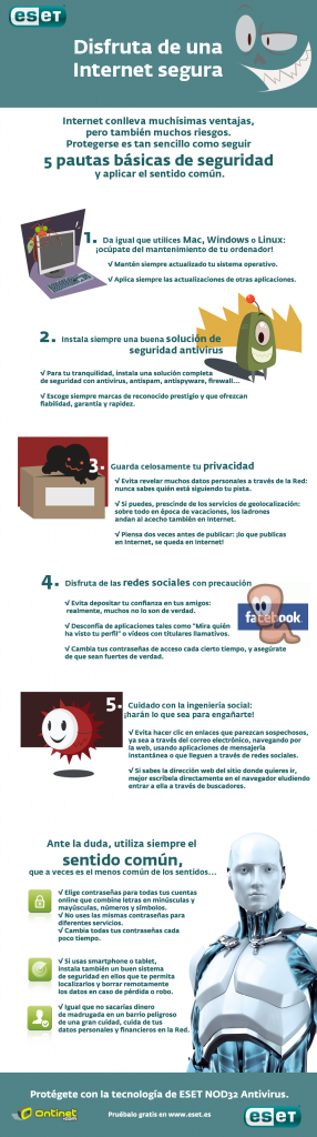 Consejos básicos de seguridad ESET España - Ontinet.com [infografía]